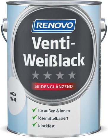 RENOVO Weißlack für Holz, wetterfest, deckend, seidenmatt, weiß - Bild 1