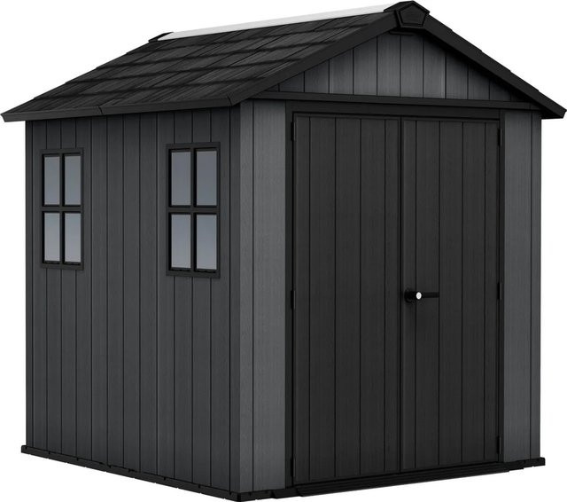 Keter Gartenhaus Newton 757 mit Satteldach aus Kunststoff in Grau, B/T/H: 223,8 x 230 x 246 cm - Bild 1