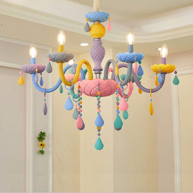 YUENSLIGHTING Makaron Kristall-Kronleuchter in Mehrfarbig für Kinderzimmer und Schlafzimmer - Bild 2