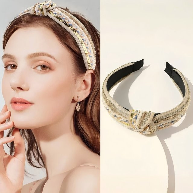 Stirnband, Strass, Perlen, Boho, Damen - Bild 1