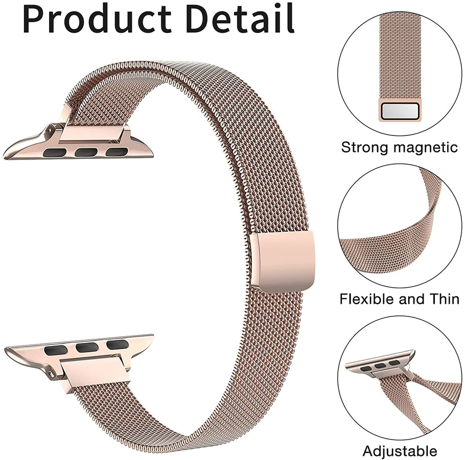 Armband für Apple Watch, Edelstahl, Roségold, Unisex - Bild 4