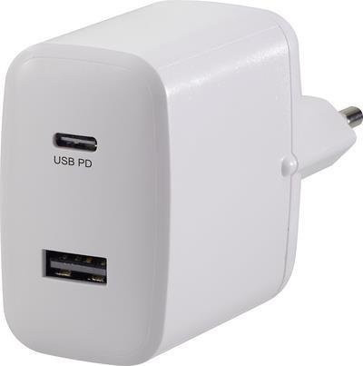 Voltcraft USB-Ladegerät UC-2ACX001 mit 2 x USB-A und USB-C Buchse, USB Power Delivery, Weiß - Bild 1