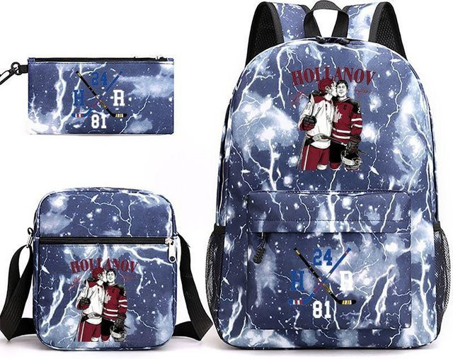 3-teiliges Schulrucksack-Set in Blau aus Oxford-Stoff mit Schultasche und Federmäppchen - Bild 1