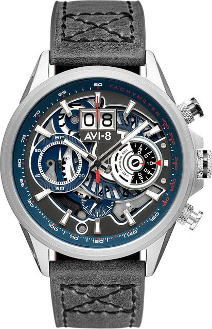 AVI-8 Chronograph, Quarz, Edelstahl, 45 mm, Leder, Herren - Bild 1