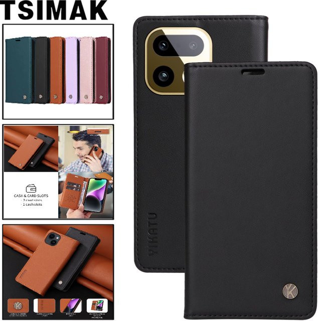 Leder Flip Wallet Handyhülle für Realme 16 Pro Plus, 15, 15X, 15T, C71, C73, C75, C75X, C85 Pro in Schwarz - Bild 1