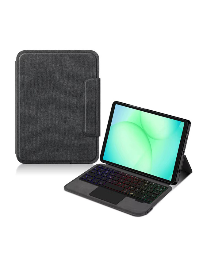 AJIUYU Beleuchtete Tastaturhülle mit Smart TouchPad für Samsung Galaxy Tab A11 8,7 Zoll 2025 SM-X133 und Tab A9 8,7 Zoll SM-X110 in Schwarz - Bild 4