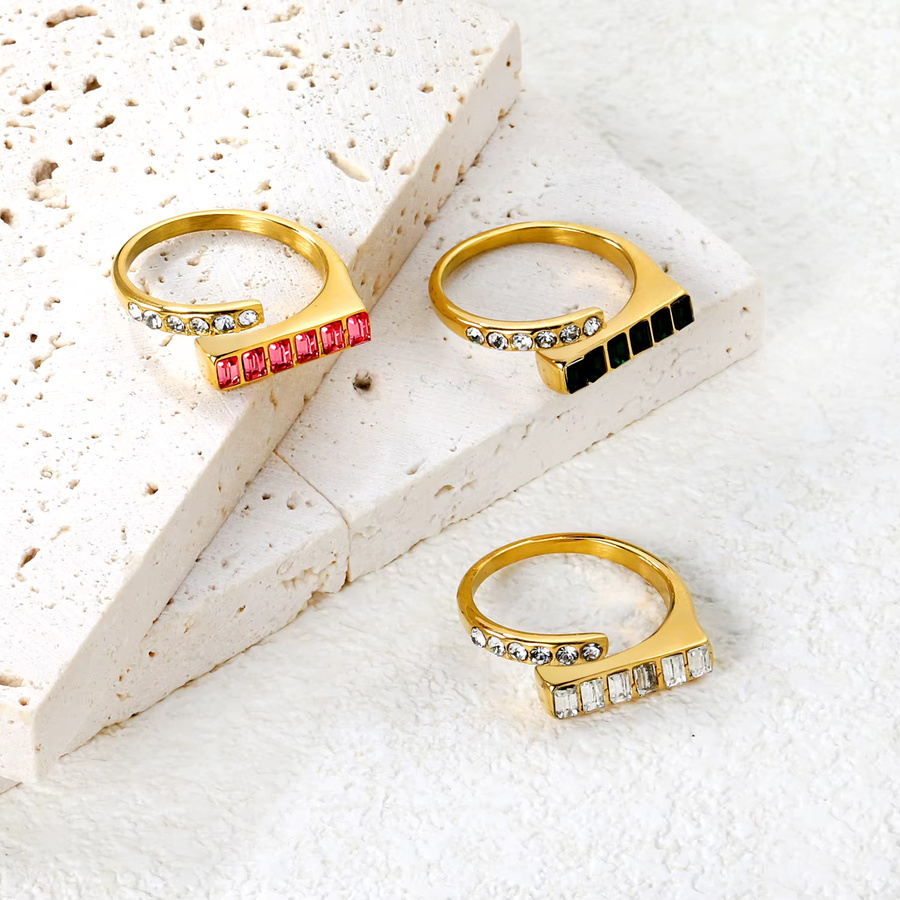 LUXUSTEEL Ring Edelstahl, Goldüberzug, Zirkonia, Kinder - Bild 1