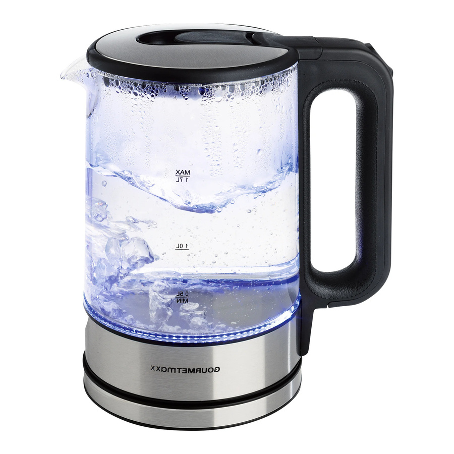 GOURMETmaxx Glas-Wasserkocher Style mit LED, 1,7 l, Schwarz/Silber, B/H/T: 15 x 24 x 21 cm - Bild 2