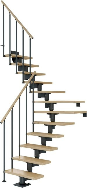 Dolle Mittelholmtreppe Cork Ahorn Anthrazit 1/4 Gewendelt Breite: 75 cm, Höhe: 292 cm - Bild 1
