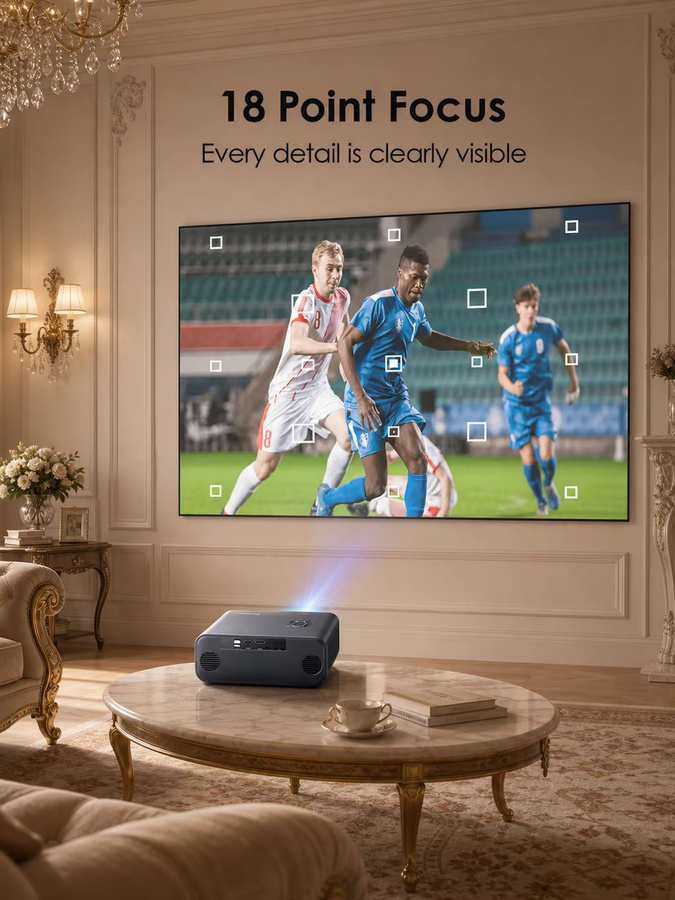 Wimius P62Pro Smart-Projektor in Schwarz mit 4K UHD Auflösung, 45000 Lumen, Netflix-Lizenz, Dolby Audio und Auto-Fokus - Bild 2