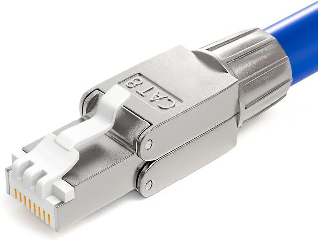 hb-digital Netzwerk Steckverbinder CAT 8 RJ45 LSA STP mit vergoldeten Kontakten für Ethernet/LAN in Silber und Gold - Bild 1