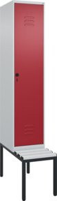 C+P Spind Classic PLUS Garderobenschrank mit Sitzbank, 1 Abteil, Lichtgrau, B/T/H: 212,0 x 40,0 x 81,5 cm - Bild 1