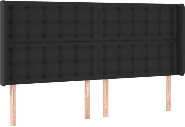 vidaXL LED Kopfteil in Schwarz aus Kunstleder mit integrierter Beleuchtung und USB-Ladeport, B: 163 cm, H: 118 cm, T: 16 cm - Bild 1