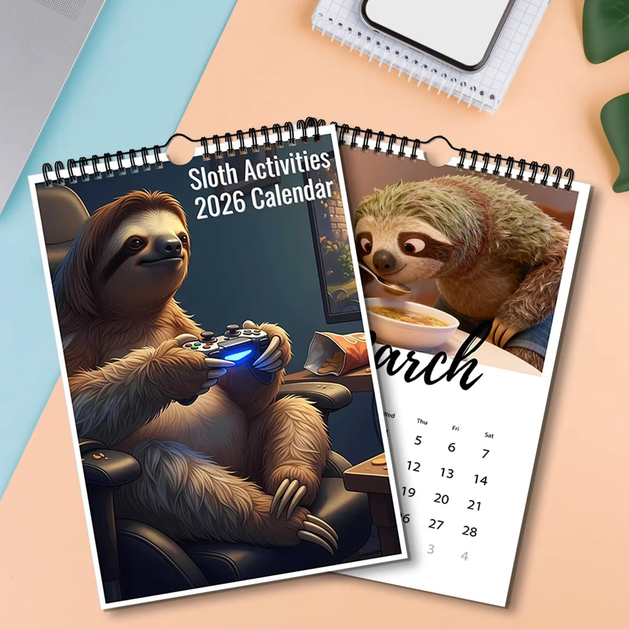 Wandkalender 2026 mit Faultier-Motiv, Mehrfarbig - Bild 2