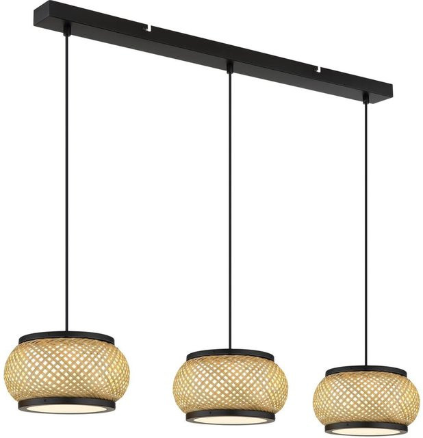GLOBO Pendelleuchte BAMBORA in Mattschwarz und Natur aus Bambus und Metall, höhenverstellbar, B/H/L: 22 x 120 x 92 cm - Bild 1