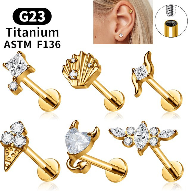 UHERA Ohrstecker Titan, Zirkonia, Gold, Unisex - Bild 1