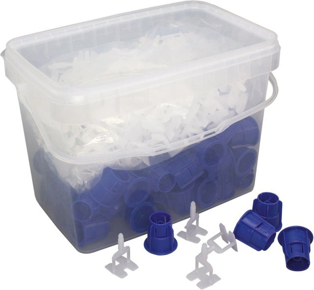 Kronen-Hansa Nivelliersystem Dynamic Set 2 mm, 280 Stück im Eimer, weiß-blau - Bild 1