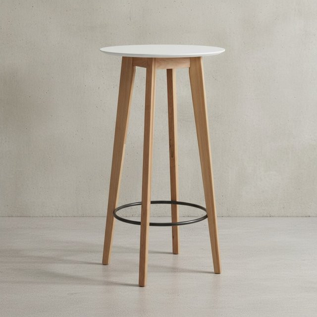 KADIMA DESIGN Skandinavischer Bartisch aus Eichenholz mit runder Tischplatte in Oak und White, H: 110 cm, B: 60 cm, T: 60 cm - Bild 1