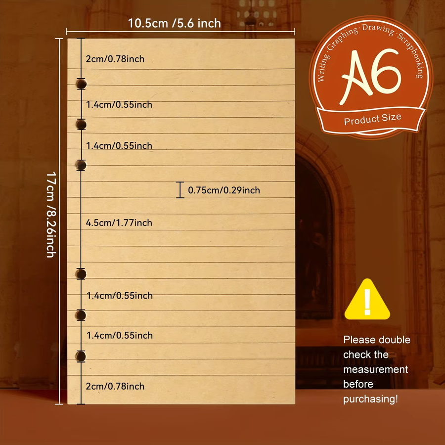 Purture Loseblatt-Binderpapier für A5 und A6 Planer und Notizbücher, beige, liniertes Füllpapier - Bild 2