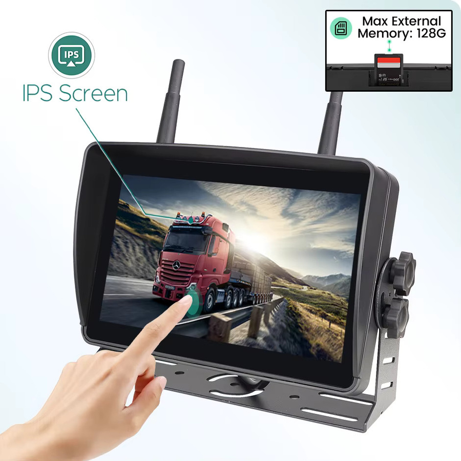 GreenYi 7 Zoll AHD Digital Wireless DVR Rückfahrkamera-Set mit Touchscreen, WiFi und IR Nachtsicht, 4 Kanäle, Schwarz - Bild 2