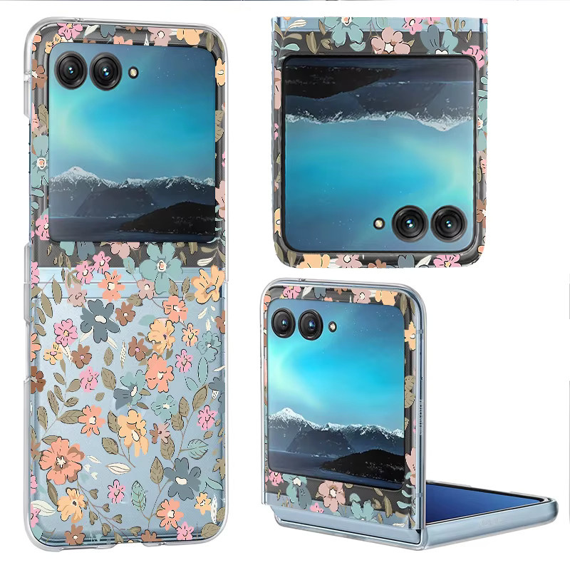 Transparente Gartenblumen Handyhülle für Motorola Razr 40, Razr 50 und Razr 40 50 Ultra, stoßfeste Klapphülle aus hartem PC - Bild 6