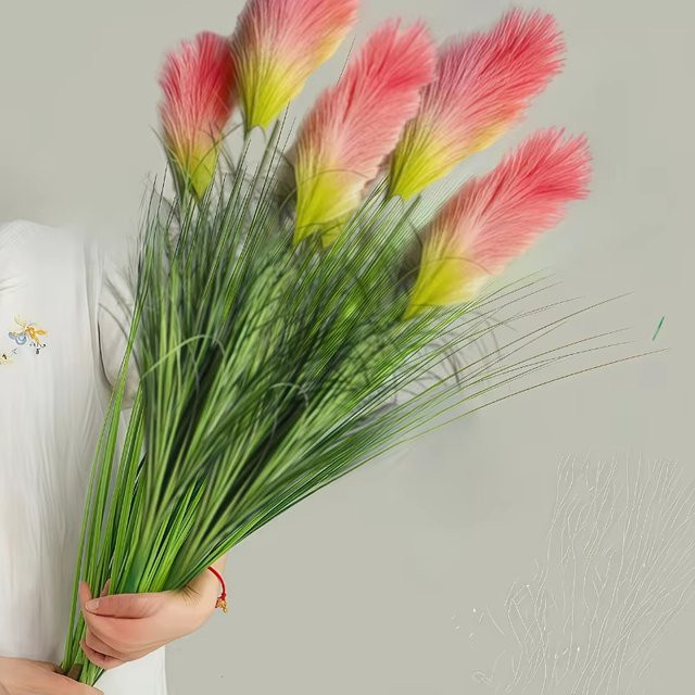Künstlicher Schilfrohrstrauß aus Seide von Uflower in Orange Red für Herbst- und Hochzeitsdekoration - Bild 1