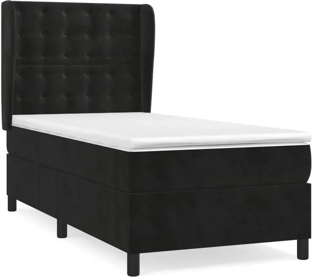 vidaXL Boxspringbett mit Matratze Schwarz Samt B/T/H: 90 x 190 x 128 cm - Bild 1