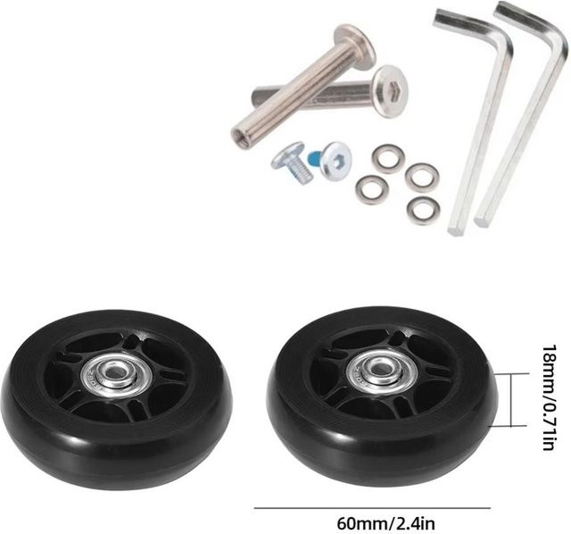 Flycomoe Trolley Reparaturset mit leisen und verschleißfesten Rollen aus Zinklegierung, Farbe: Schwarz, Durchmesser: 40-70 mm, Breite: 60 mm, Tiefe: 18 mm - Bild 1