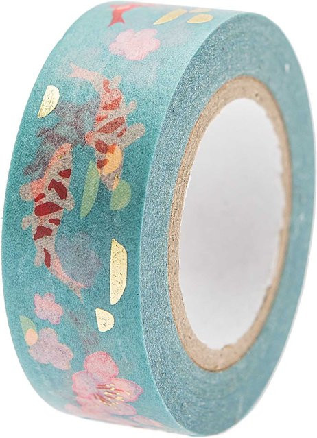 Rico Design Paper Poetry Tape Jardin Japonais Kois & Blumen, Mehrfarbig, Breite: 1,5 cm, Länge: 10 m - Bild 1