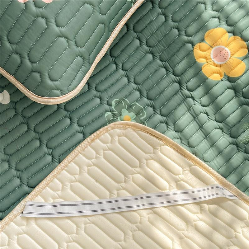 Super Six Blumen Latex-Sommermatten-Set mit Bettunterlage und Kissenbezug, kühlend und atmungsaktiv, Grün, B/T: 90 x 200 cm - Bild 1