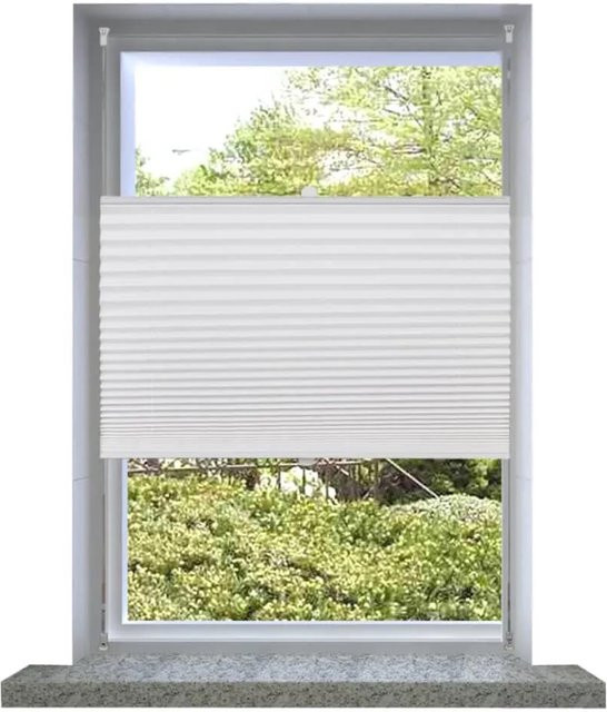 vidaXL Plissee Faltrollo in Weiß, semi-transparent, Klemmfix, B: 40 cm, H: 200 cm - Bild 1
