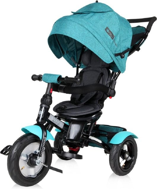 Lorelli Tricycle Neo 4 in 1 Dreirad mit Luftreifen, Schiebestange und höhenverstellbarem Sitz in Schwarz Hellgrün - Bild 1