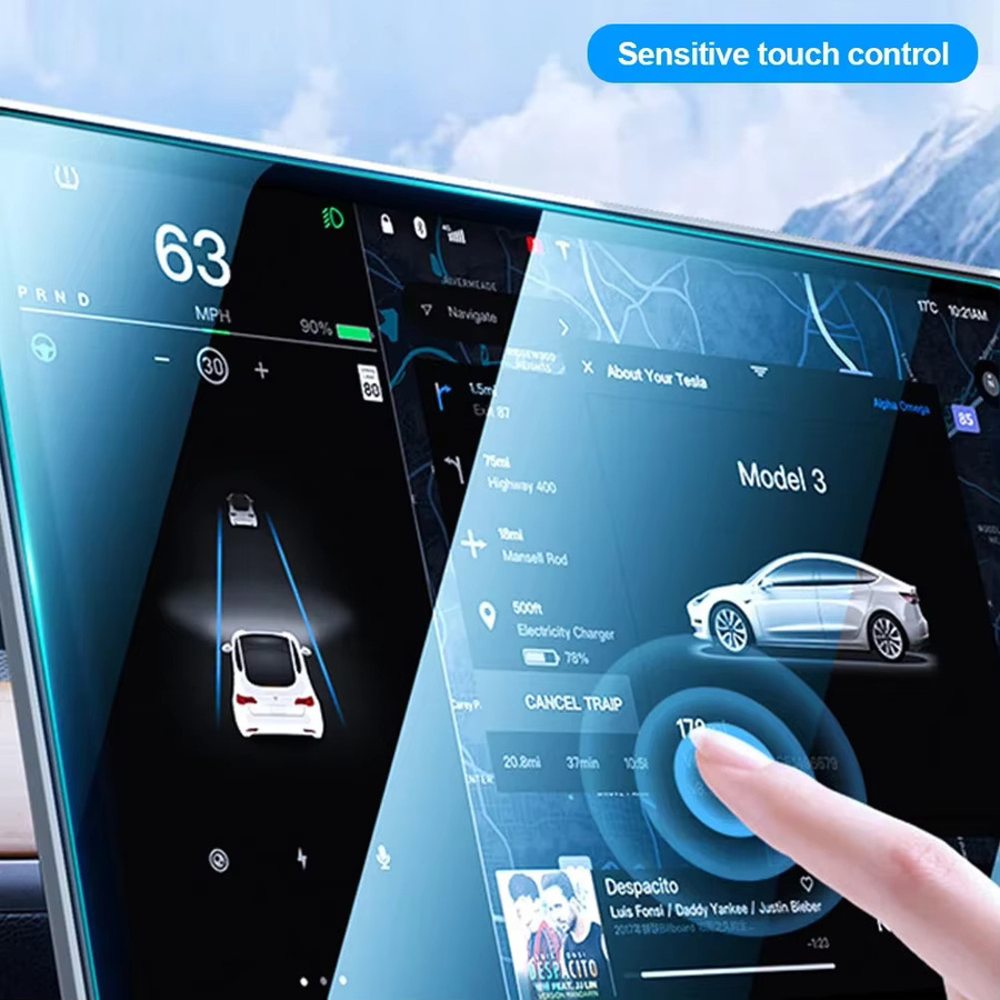 DUTRIEUX Schutzfolie aus gehärtetem Glas für die hintere Mittelkonsole für Tesla Model Y Juniper 2025 2026 und Model 3 Highland 2024 2025, transparent - Bild 4