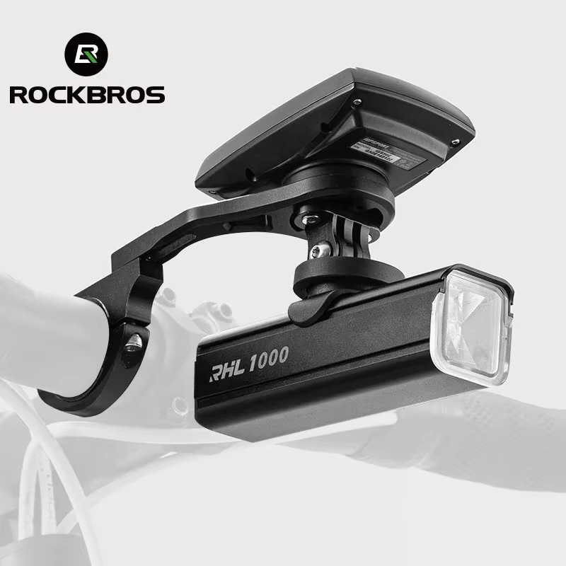 ROCKBROS Fahrradcomputerhalterung und Lichthalterung in Schwarz mit GPS-Unterstützung für MTB und Rennrad - Bild 2