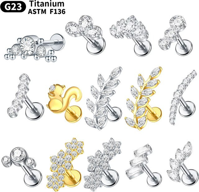 SWANJO Ohrring Titan, Edelstein, Zirkonia, Silber, Unisex - Bild 1