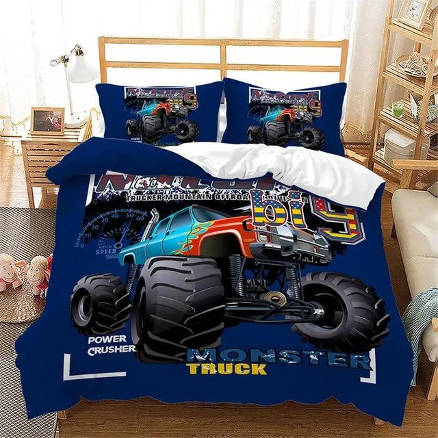 König Bettwäscheset aus Mikrofaser mit Rennmotorrad Motiv und Reißverschluss, 2-teilig, B: 70 cm, L: 133 cm - Bild 1