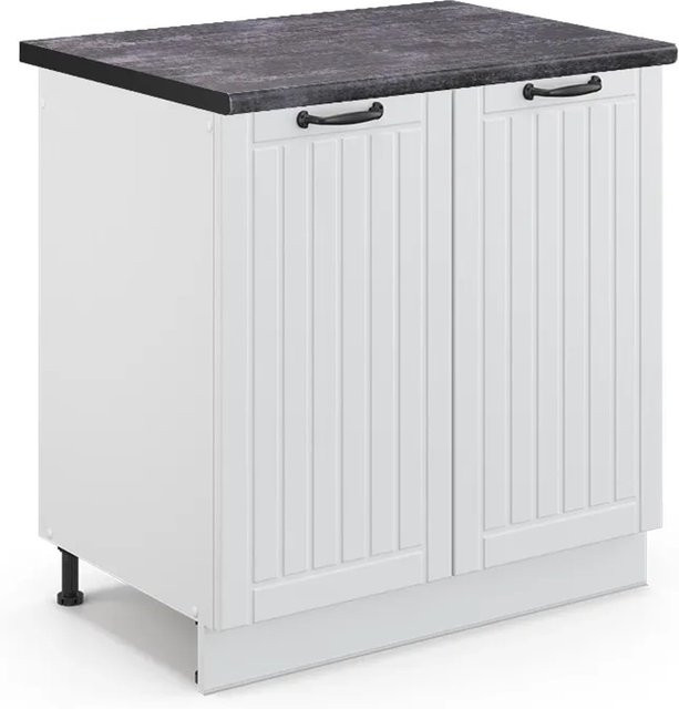 Vicco Spülenunterschrank Fame-Line in Weiß und Anthrazit im Landhausstil, B/T/H: 80 x 60 x 82 cm - Bild 1