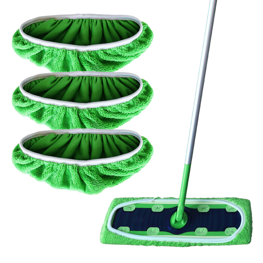 JINYUDOME 3-teiliges Mikrofaser-Mopp-Pad Set, grün, wiederverwendbar für Swiffer XL, trocken und nass, Breite: 43,5 cm - Bild 4