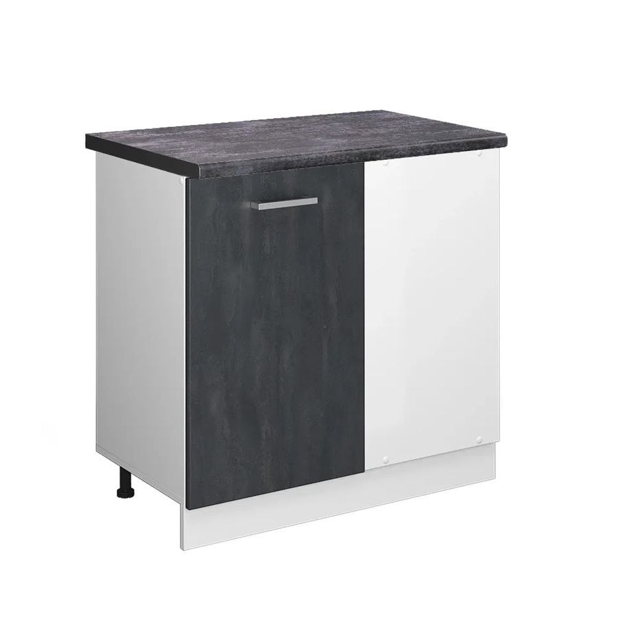Vicco Eckunterschrank R-Line mit Arbeitsplatte in Schwarz Beton, Weiß und Anthrazit, Breite: 86 cm - Bild 3