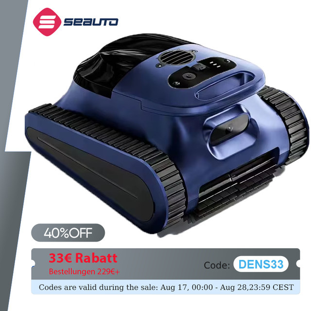 Seauto Roboter-Poolsauger in Blau mit Wandkletterfunktion und 210 Minuten Laufzeit für Poolflächen bis 2000 Quadratfuß - Bild 1