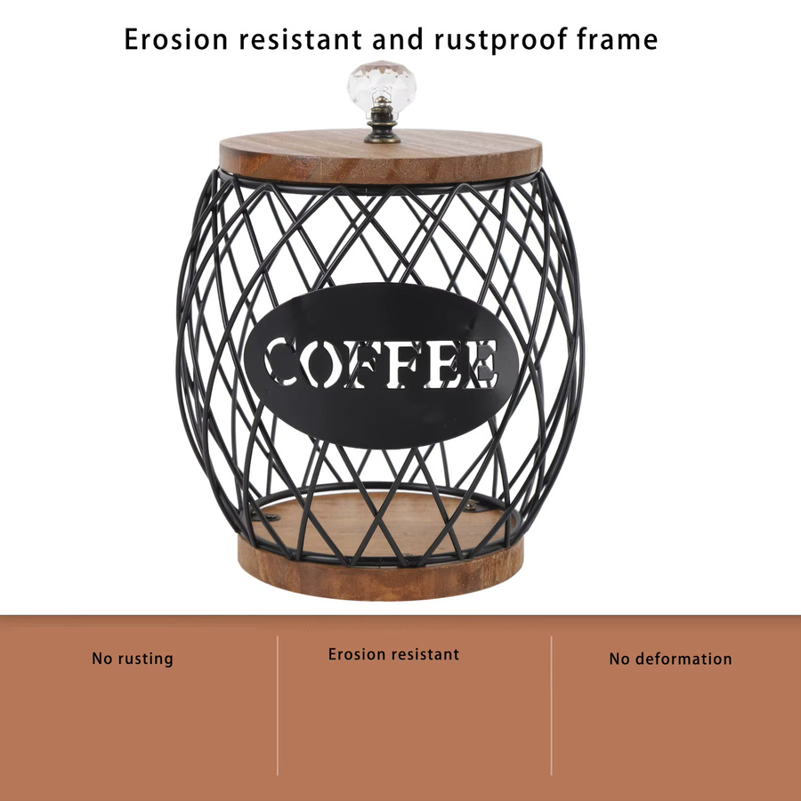 TOPINCN Kaffee Kapsel Organizer in Obst-Form mit Holzbasis und Metalldeckel, Schwarz - Bild 4