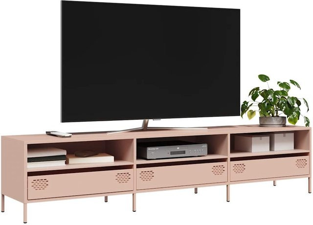vidaXL TV-Schrank aus kaltgewalztem Stahl in Rosa, Industrie-Stil, B: 202 cm, T: 39 cm, H: 43,5 cm - Bild 3