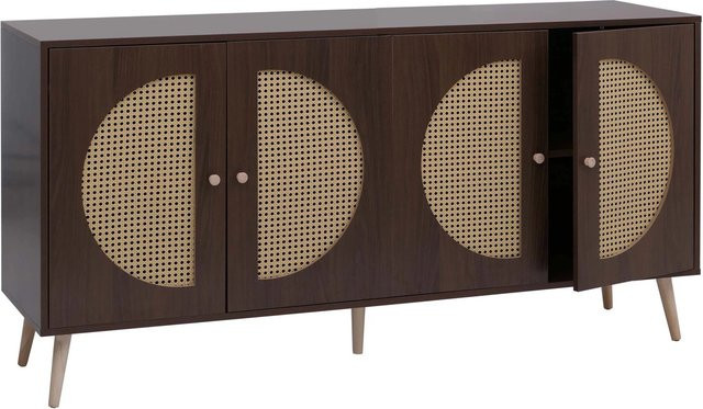 MCW Sideboard P49 Kommode mit Poly-Rattanfront in Walnuss-Optik, B/T/H: 160 x 40 x 80 cm - Bild 2
