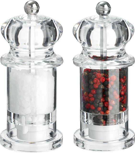 VEGA Salz- und Pfeffermühlen-Set Walker rund, transparent, Durchmesser: 6 cm, Höhe: 13,5 cm - Bild 1