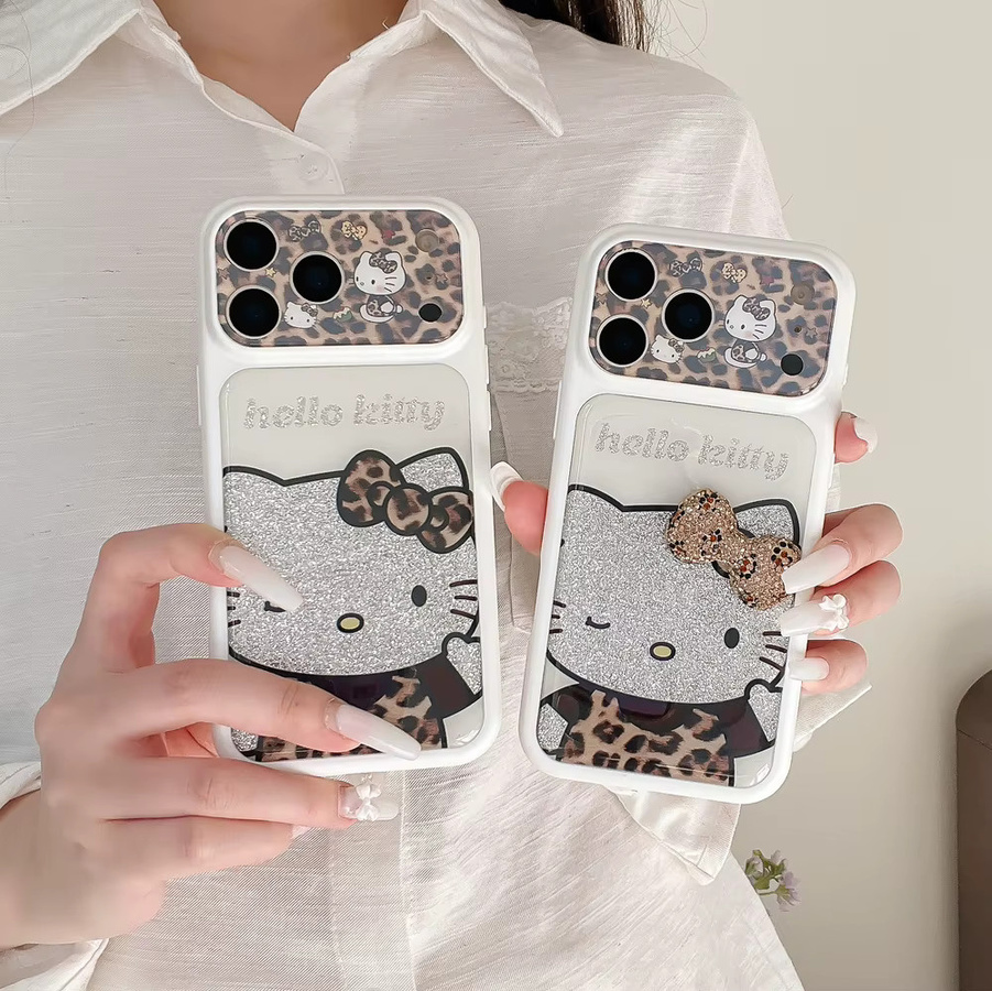 Sanrio Hello Kitty Handyhülle mit Leopardenmuster und Schleife für iPhone 17 16 15 14 Pro Max, Stoßfeste Hartschale, Mehrfarbig - Bild 2