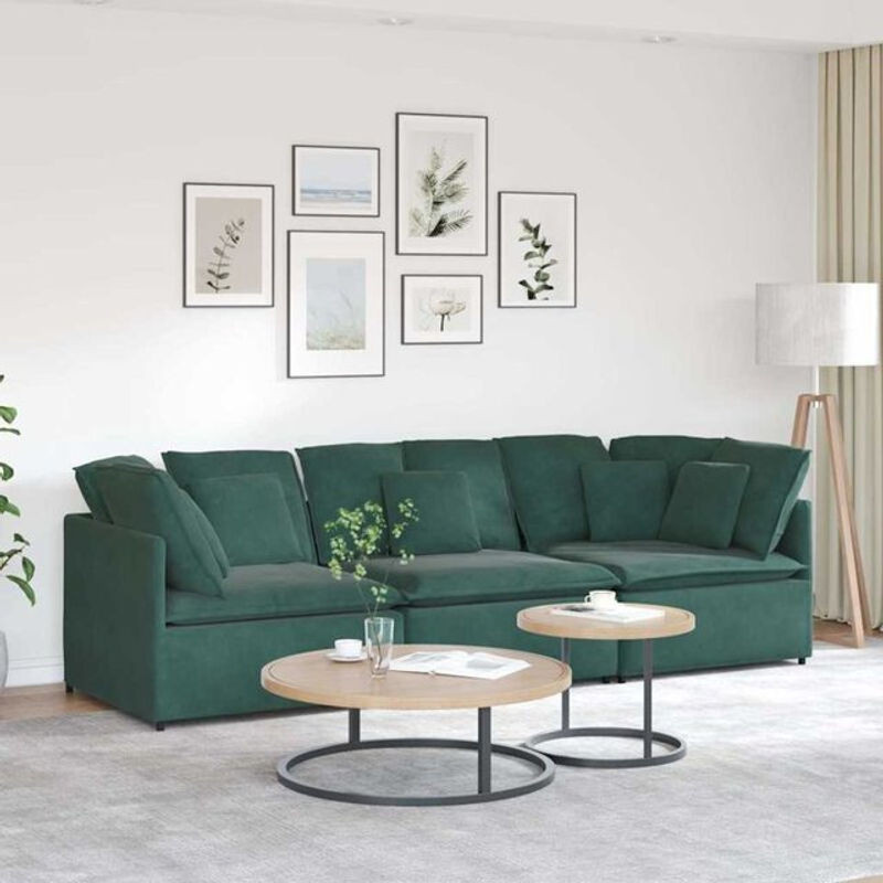 Vidaxl Modulares Sofa aus Samt in Grün mit Kissen und wendbarer Funktion - Bild 1