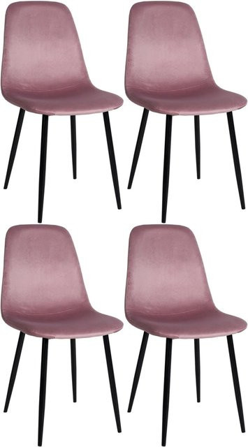 DELUKE Esszimmerstühle MOVI 4er Set in Pink aus Samt und Metall, H 88 cm x B 44 cm x T 51 cm - Bild 1