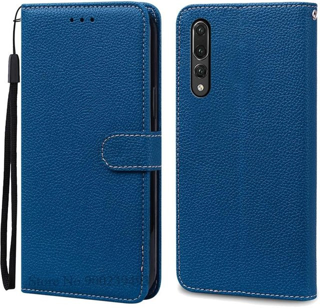 Leder-Wallet Flip Case für Huawei P20 und Huawei P20 Pro in Blau - Bild 1