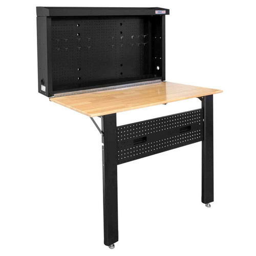 Holzmann Maschinen WB120FOLD Klappbare Werkbank mit Pegboard zur Wandmontage, Schwarz, B/T/H: 120 x 82,5 x 28 cm - Bild 2