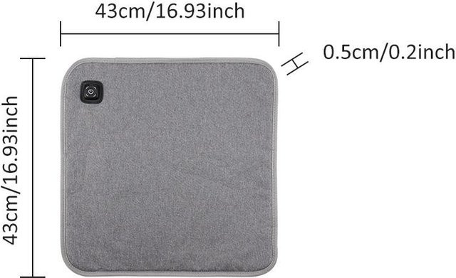 Yiran Health & Beauty Elektrisches Heizkissen mit 3 Temperaturstufen, USB-beheizbares Sitzkissen aus Polyester in Grau, Waschbar - Bild 1